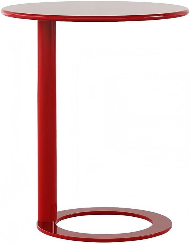 Modern C-Shaped Round Side Table for Living Room, Bedroom, and Office – Metal Coffee, and Bedside Table(Red,18.9 * 18.9 * 27.2in) 18.9*18.9*27.2in Red