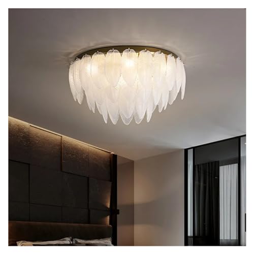 Lámpara de techo de vidrio de estilo pluma con luces LED para comedor 4