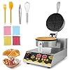 Dyna-Living Commercial Waffle Maker Intelligent Restaurant Waffle Machine Intelligent Non-stick Round Waffle Machine Stainless Steel Waffle Iron Machine Professional Waffle Maker for Restaurant, 1200W