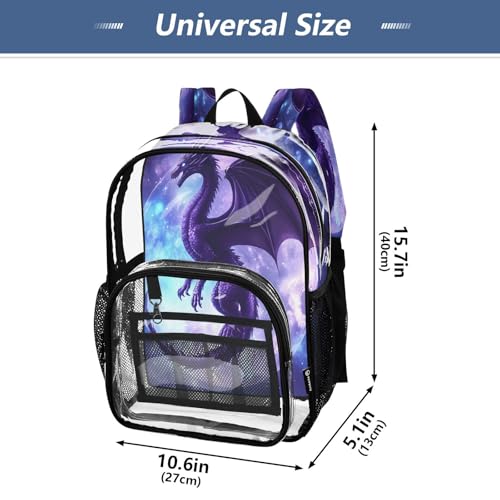 Dragon Moon Clear Backpack Heavy Duty See Through Transparent PVC BookBag for Kids Boy Girl School Work4