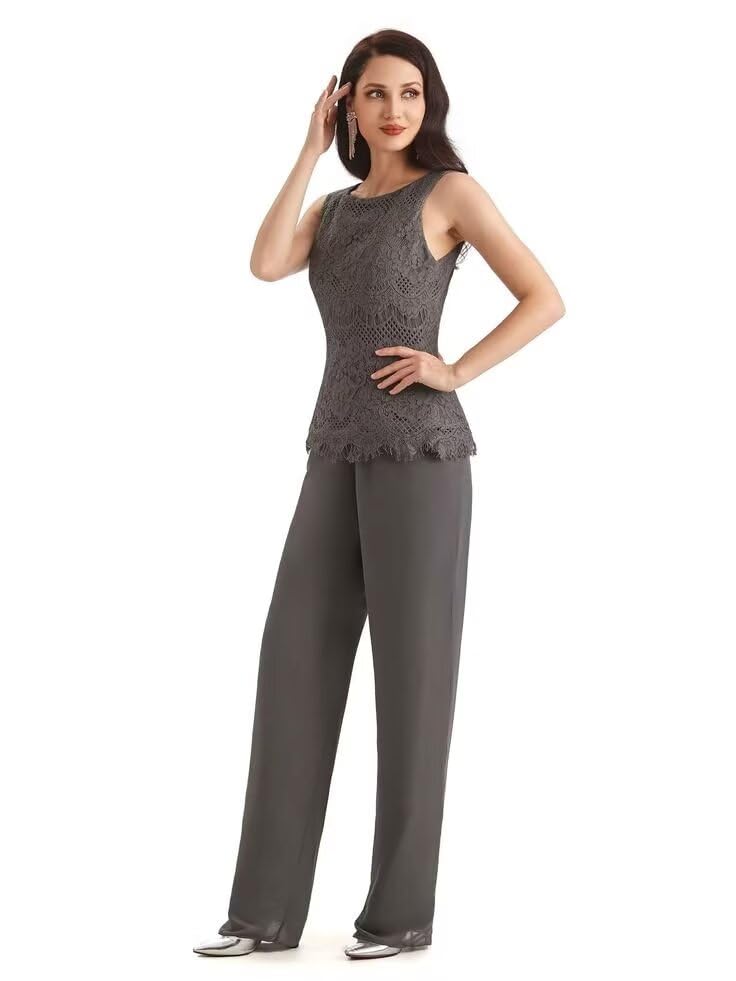 3 Pieces Mother of The Bride Pant Suits for Wedding Lace Chiffon Pant Suits Grandmother of The Bride Pant Suits3