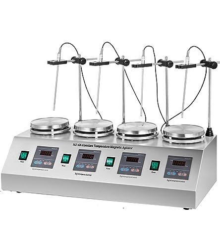 Magnetic Agitador With Hot Plate Electric Shaker Mixer Portable Blender Stirrer Bar for Chemical Lab(4 Heads)