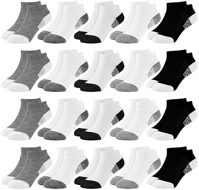 SPTRAMLE 20 Pairs Toddler Socks for Kids Boys - Ankle Low Cut Socks for Ages 4-7 Years