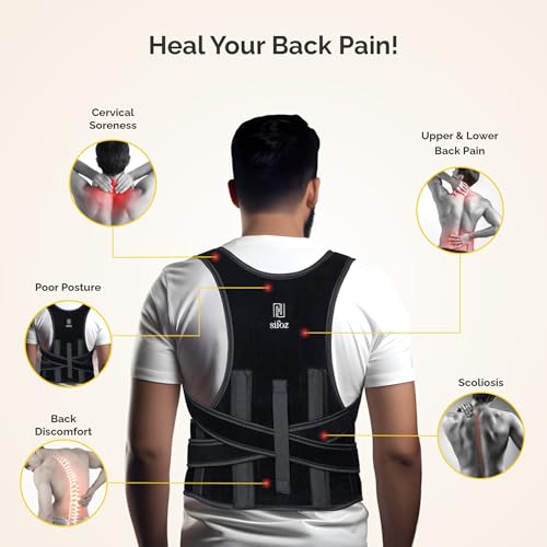 Image of Sifoz Free Size Posture Corrector for Men & Women | Breathable Back & Shoulder Support Belt | Helps Improve Posture & Reduce Back Pain (Black)
