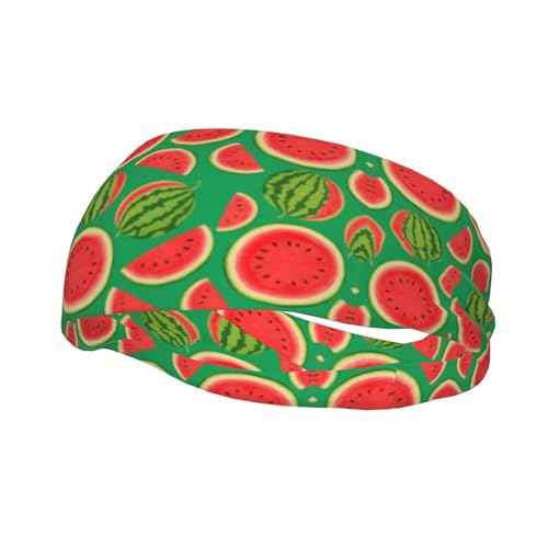 Boys Girls Cool Sports Sweat Band Head Decor for Running Athletic Spa, Long Multipurpose Summer Watermelon Art Head Ribbon Headdress