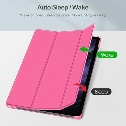 Image of MOCA Case for Samsung Galaxy Tab S10 Plus / S9 Plus 12.4-Inch, Translucent Back Tri-Fold Stand Cover, Supports S Pen Charging, Auto Wake /Sleep, Protective PU + PC Tablet Case (Watermelon)
