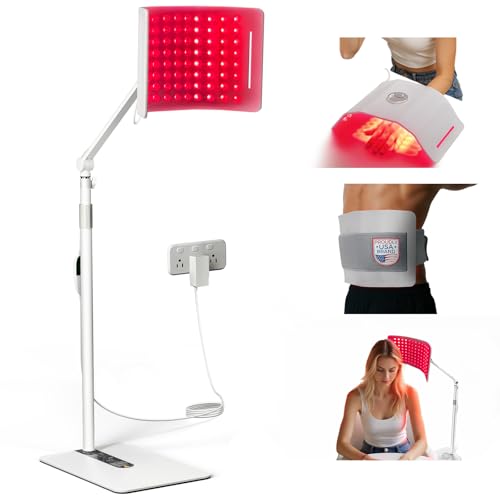 Red Light Therapy for Face and Body, 96 LEDs Curved Silicone Infrared Light Therapy with Stand and Belt, FSA HSA 660nm 850nm Dual Wave Lamp for Muscle Recovery, Skin Care & Sleep Improvement.