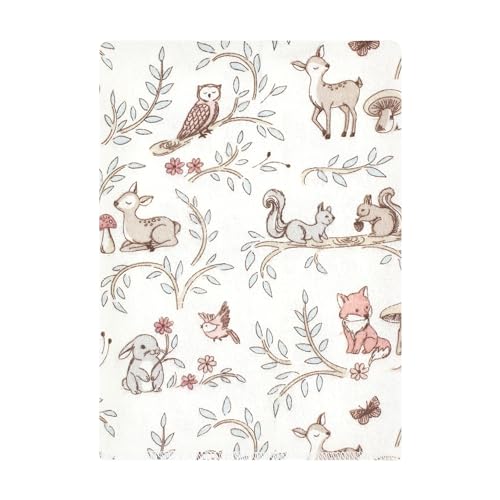 Image of Hudson Baby Unisex Baby Cotton Poly Flannel Burp Cloths Bundle, Girl Woodland Pals, One Size