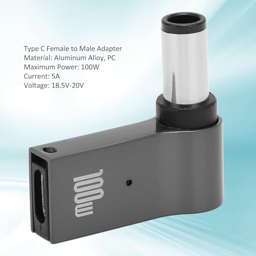 Image of ETZIN USB C To 7.4Mm Laptop Charging Adapter Female Type C To Male DC 7.4 X 5.0Mm Jack Plug Converter 100W PD Power Charger Connector Tips For 06TM1C Latitude Inspiron 14 14R 15 15R 5521 17 17R, Black