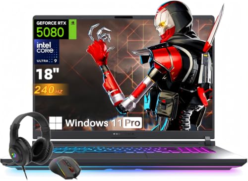 Image of ASUS ROG Strix G18 Gaming Laptop, 18 inch 2.5K 240Hz Nebula Display, Intel Ultra 9 275HX, GeForce RTX 5080 16GB GDDR7, 64GB DDR5, 4TB SSD, Thunderbolt 5, Wi-Fi 7, Copilot AI Gaming PC, Windows 11 Pro