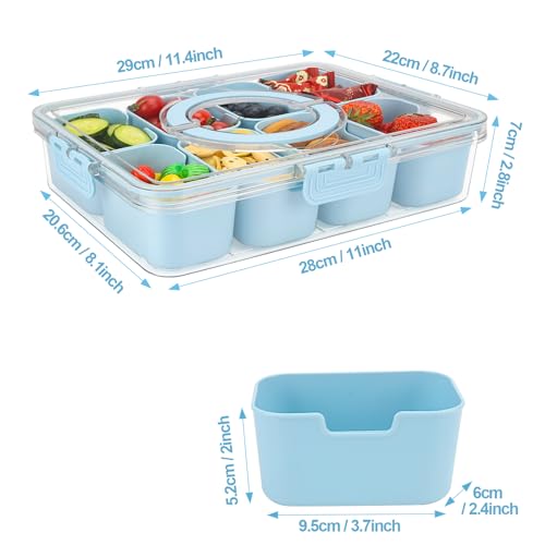Snackle Box Snack Container Tray with Lid, Divided Serving Tray with Handle by shopwithgreen - Used condition - Image 7