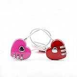 Autohome 2 Pack Padlock for Luggage,School,Filing Cabinets,Toolbox-3 Digit Combination Color may Vary(Love Heart)