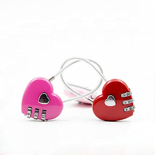 Autohome 2 Pack Padlock for Luggage,School,Filing Cabinets,Toolbox-3 Digit Combination Color May Vary(Love Heart)