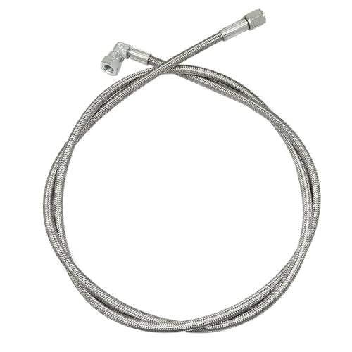 Image of SecosAutoparts 4AN turbo oil feed line adapter 60 inch Turbo Feed Line Length Stainless Steel Braided 4AN Pressure Stainless Remote Turbocharger Oil Drain Return Line AN4 90 Degree End Straight Hose