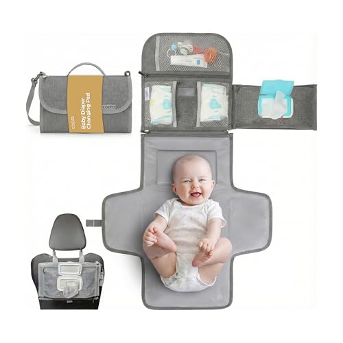 Image of Cozira Portable Changing Pad – Waterproof Foldable Diaper Changing Pad with Wipes Pocket, Soft Travel Changing Mat for Baby, Compact & Easy to Clean Newborn Gift