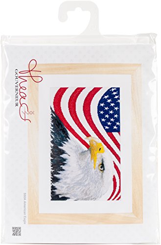 Thea Gouverneur, Counted Cross Stitch Kit, Embroidery Kit, 550A, Pre-Sorted DMC Threads, American Eagle, Aida