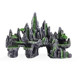 Large Fish Tank Decorations Fish Tank Decor Aquarium Rock Mountain View Aquarium Ornament Tree House Cave Fish Tank Rocks for Large Fish Tank Glofish Tank Decorations – 13 Inches Long