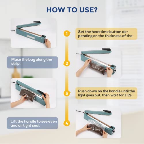 Foto von Hanchen Heißsiegelmaschine 500mm (19,7 Zoll) Impuls Schweißgerät Tragbare Folienschweißgerät Handdruckende Verpackungsgerät für PP/PE/PVC/Mylar/Kraft Papier