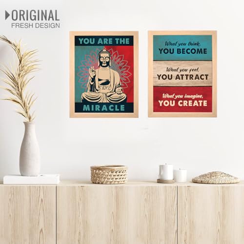 Image of Chaka Chaundh IMGMC -Gautam Buddh Quotesss Wall Frames - Buddha Frame with Quotes Home - Gautam Buddhas Quotes - Poster - (14 X 11 Inches) Set of 2