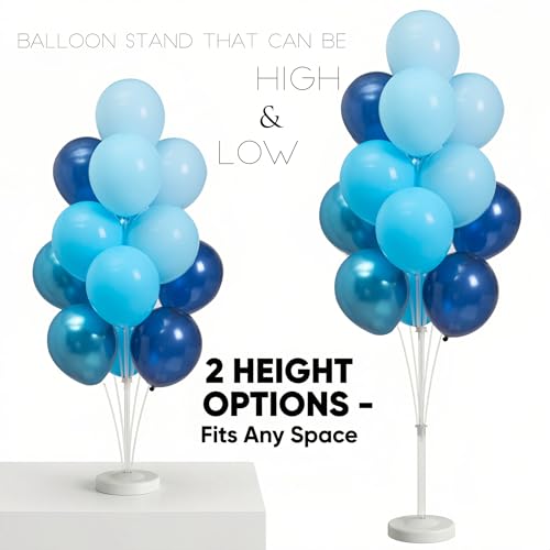 Image of Balloon Sticks with Base for Floor&Table,Metallic Pearl Baby Blue Balloon Column Stand Kit Adjustable 20 inch-63 inch,Base&Pole,Backdrop Decoration for Party Wedding Baby Shower Birthday