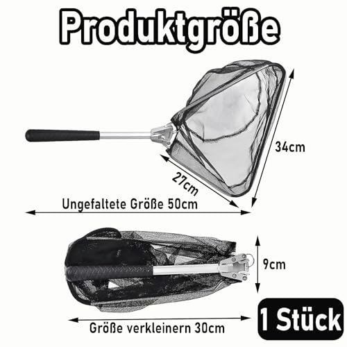 1 Stück Fischernetz Kescher Angeln Teleskop Kescher, Fischernetz Klappbar Kompakt Angel Kescher Teich Karpfenkescher Outdoor Fischkescher Angelzubehör Angeln Kescher für Kinder Erwachsene 