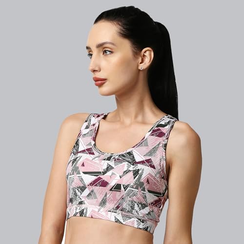 Image of SOIE Women's Medium Impact Quick Dry Padded Racerback Printed Athleisure Sports Bra