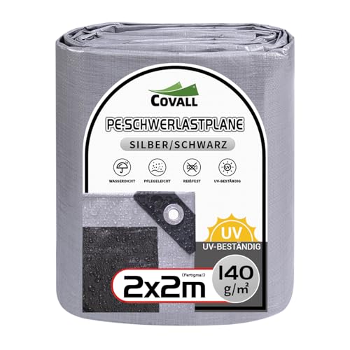 COVALL Abdeckplane mit Ösen Wasserdicht Gewebeplane Plane Tarp Schwerlast 2x2m Schutzplane Abdeckunâ€¦ – Miniatur