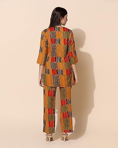 Image of TOPLOT Co-ord Set for Women Printed Straight Cotton Kurta with Pant