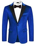 COOFANDY Mens Velvet Blazer Tuxedo Jackets Notched Lapel Single Button Prom Jackets Royal Blue