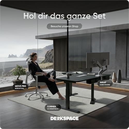 DESKSPACE Corner Elektrisch Höhenverstellbares Eckschreibtisch Gestell - 10 Jahre Gewährleistung, Ergonomischer winkelverstellbarer Steh-Sitz Schreibtisch Untergestell, Ecktischgestell (Schwarz)