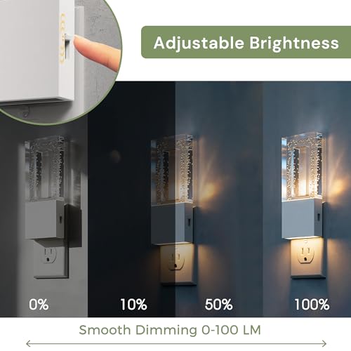 Image of L LOHAS LED Night Light Plug in, 2 Pack Foldable Night Lights Plug into Wall, Portable LED Nightlight with Dusk to Dawn Sensor, Dimmable 0-100LM White Nightlights for Travel, Hotel, Bathroom, Hallway