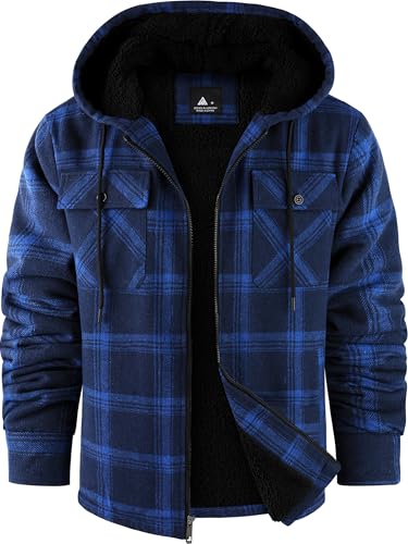 Image of GEEK LIGHTING Men's Flannel Shirts Jacket Sherpa Lined Fleece Plaid Hoodie Long Sleeve Winter Warm Coat