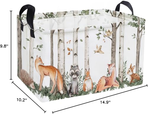 Image of Essme Rectangular Animal Baskets,Kids Storage Box,Cute Basket for Kids with Handles for Room Decor, Book Bins,Shelf Basket.(Tree trunk animals)