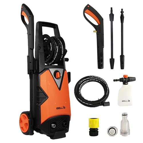 IBELL WIND79 PRO High Pressure Washer, 1900W Induction Motor, 150 Bar Car Washer High Pressure Gun, 7.5 L/Min Flow, 5M Hose, Portable Pressure Washer for Car, Bike, Home & Outdoor Cleaning
