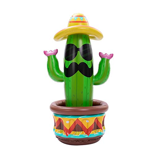 JOYIN 36" Inflatable Cactus Cooler with Sombrero Hat for Fiesta, Cinco de Mayo Party Supplies, Inflatable Party Cooler, Pool Party Decoration