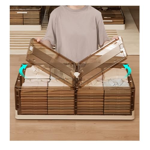 MUHM Scatola portaoggetti pieghevole sotto il letto con ruote ad alta capacità per riporre indumenti sotto il letto, scatola portaoggetti a cassetto, marrone, diverse dimensioni (colore: marrone,