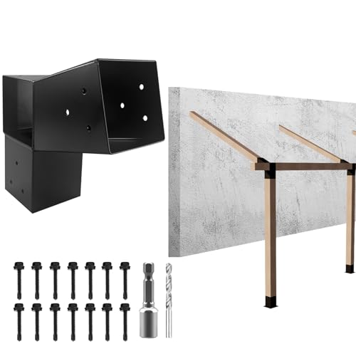 Image of 1Pack 15 Degree L-Shaped Pergola Bracket,2-Way Slant Roof Bracket for 6 x 6 (Actual Size:5.5 inchx5.5 inch) Indoor & Outdoor Wood Beam,DIY Slant Brackets for Pavilion,Porch,Deck,Hunt Cabin