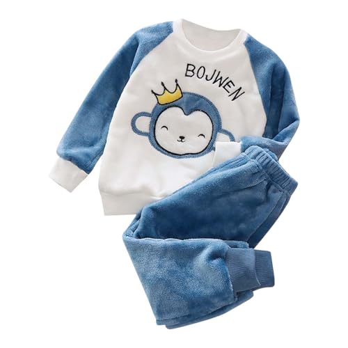 Fleece Schlafanzug Kinder Baby Flannel Zweiteiliger Schlafanzug Kleinkind Mädchen Jungen Niedliche Dino Pyjama Set Winter Fleece Schlafanzüge...