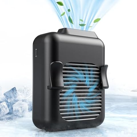 Koonie Portable Waist Fan Rechargeable, Strong Airflow 23H Working Time Hands-free Personal Necklace Fan, USB Belt Fan for Shirt, Fishing Gardening Climbing Cycling Farm Work Hiking Cover