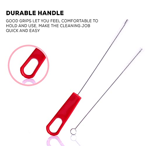 Image of Baybee Baby Straw Cleaning Brush Set Combo Cleaner Set Of 2-Pieces Rotation 360 Degrees - Red (Brush)