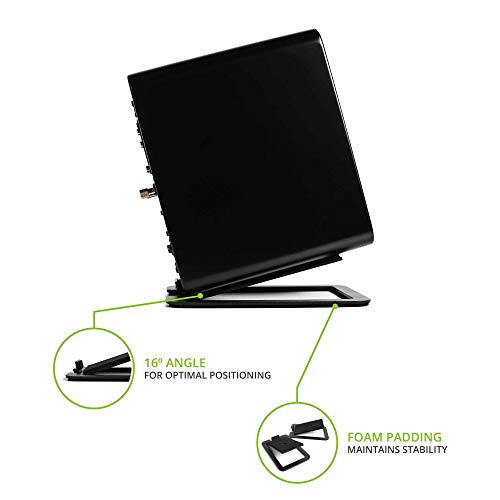 Kanto S4 Tilted Desktop Speaker Stands For Medium Bookshelf Speakers & Mid-Size 3”-4” Studio Monitors | Supports 8 Lbs | Damping Foam Padding | ¼”-20 Mounting | Black | Pair #TOP2