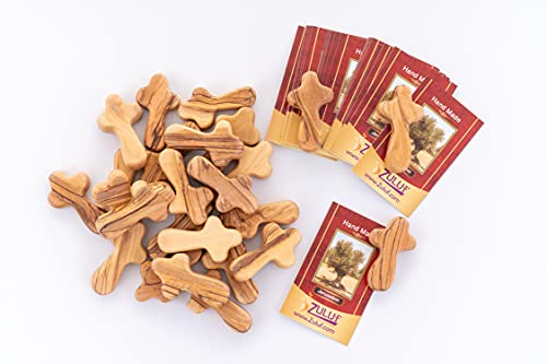 Zuluf 25 Small Olive Wood Comfort Crosses From Bethlehem Israel | Pocket Holding Crosses | Religious Gift For Kids And Adults | Comes With 25 Holy Land Certificates 6Cm / 2.5 Inch Each Cross - Crs097 #TOP3