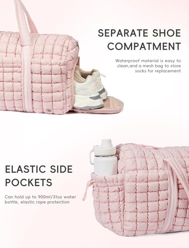 Image of CLUCI Weekender Travel Bag for Women Puffer Tote Bag Carry On Duffle Overnight Bags with Shoe Compartment