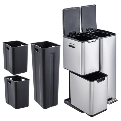 Caneca de basura triple 16 gal acero inoxidable