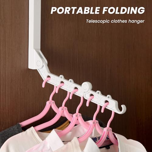 Cintre de porte pliable à 5 trous avec support mural rétractable blanc - 3