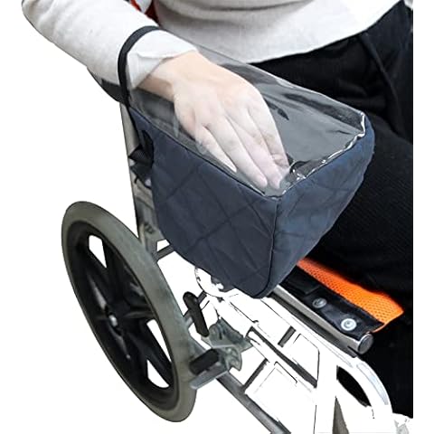 Grantien Outdoor Electric Wheelchair Control Panel Cover, Wheelchair Armrest Controller Covers with Fastening Straps, Waterproof, Polyester Blue 15.5 x 25cm Cover