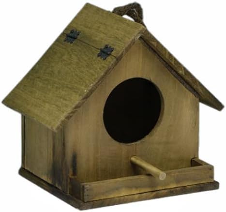 野鳥用巣箱寝床 野鳥の餌台 木制 鳥小屋 動物用ハウス 木制 鳥の巣箱 鳥の巣 小鳥のツボ巣 ミニ木製の鳥の巣の家 鳥小屋 屋外 小動物用ハウス 小さ な鳥のためのハンギングバードハウス 家の装飾 親の贈り物 鳥用品 (ブラウン) (グリーン)