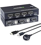 AIMOS KVM Switch, HDMI 2 in 1 Output, KVM Switch, 4 USB Hubs, UHD 4K@30Hz, Supports 2 PC and 1 Display, Share Keyboard, Mouse with 2 PCs, Easy to Connect, Handheld