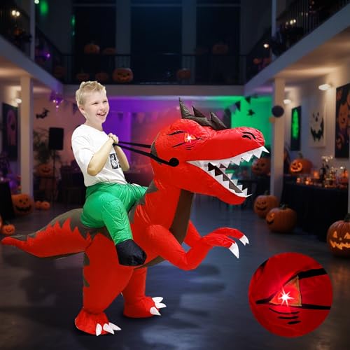 Disfraz inflable para niños Dinosaurio T-Rex con ojos LED miniatura 2