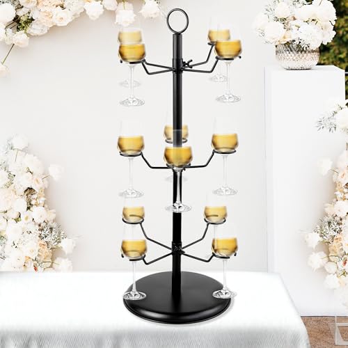 FLstudio Cocktail Tree Stand Champagne Tower: Tabletop Stemware Rack Hanger Organizer - at Weddings/Bridal Shower/Mimosa Bar Parties/Events